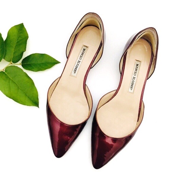 Manolo Blahnik Shoes - Manolo Blahnik Soussa Patent Wine D’orsay Flat